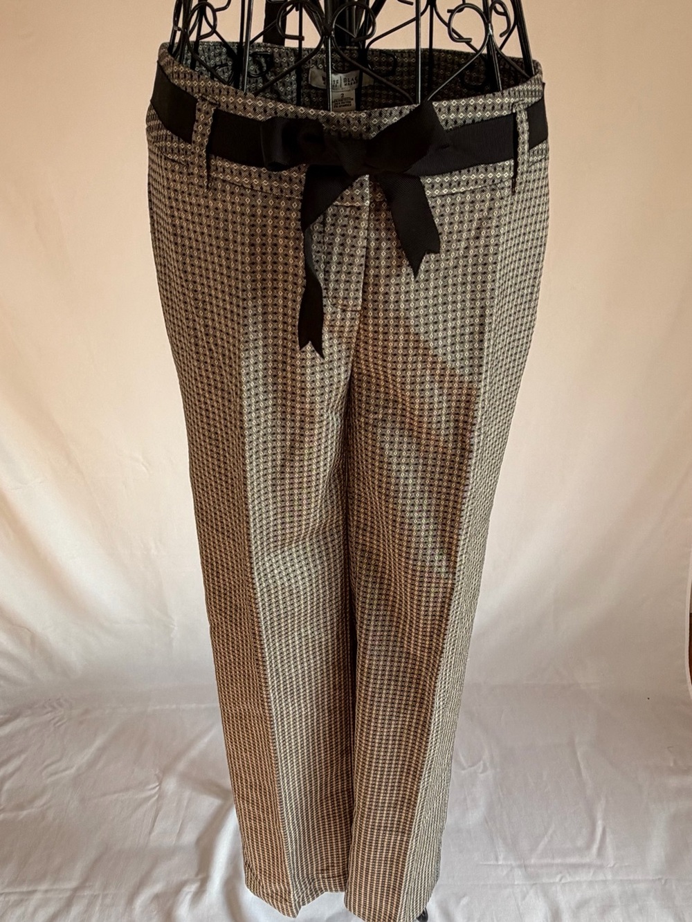 White House Black Market Houndstooth  Women’s Dress Pants with Black Waist Tie